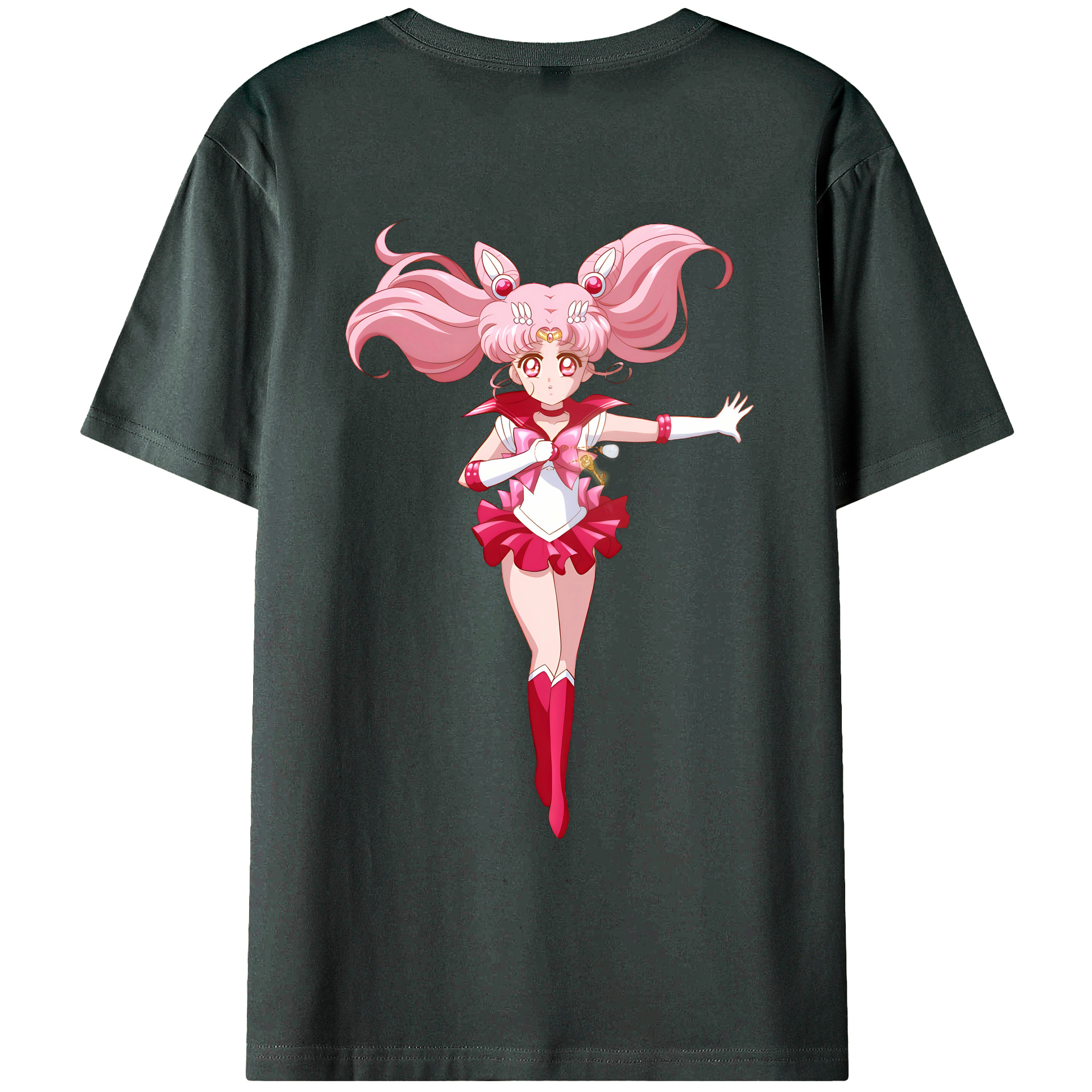 （画像用） 美少女戦士セーラームーン ちびうさ Sailor Moon Chibiusa Tsukino Usagi Small Lady Serenity 綿100％ メンズ半袖Tシャツ（バックプリント） 通気性